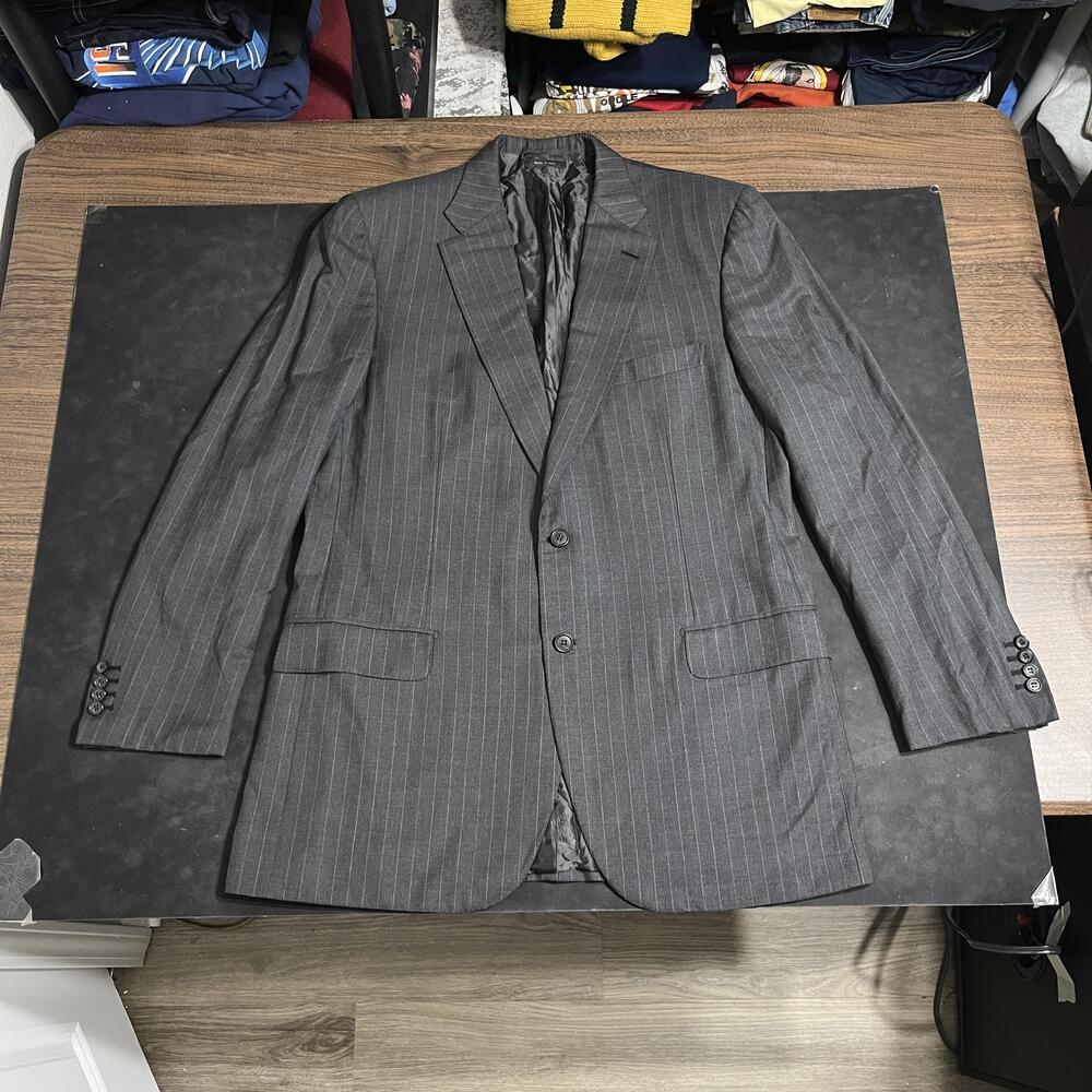 Brioni Blazer Mens 40 Gray Pinstripe Wool Two Button Made In Italy Sport Coat